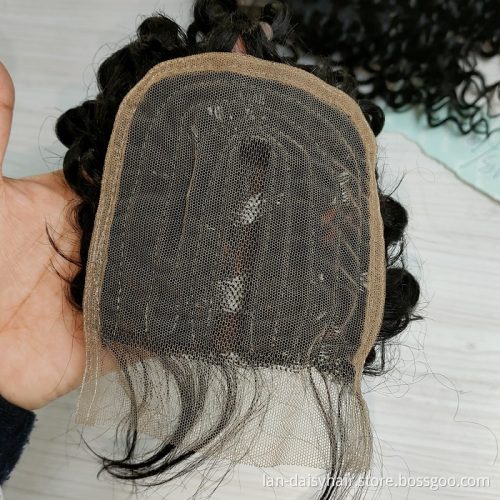 4*4 T Part half hand made Closure  Popular style Human Hair Water wave Toupee